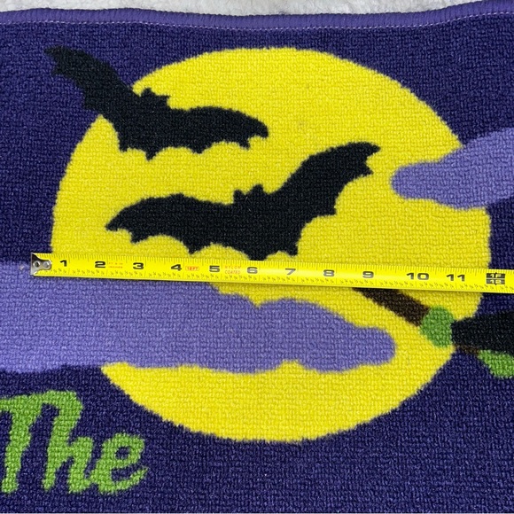 Halloween carpet door mat used Witch flying yellow moon The Witch is in 29" - Picture 7 of 9